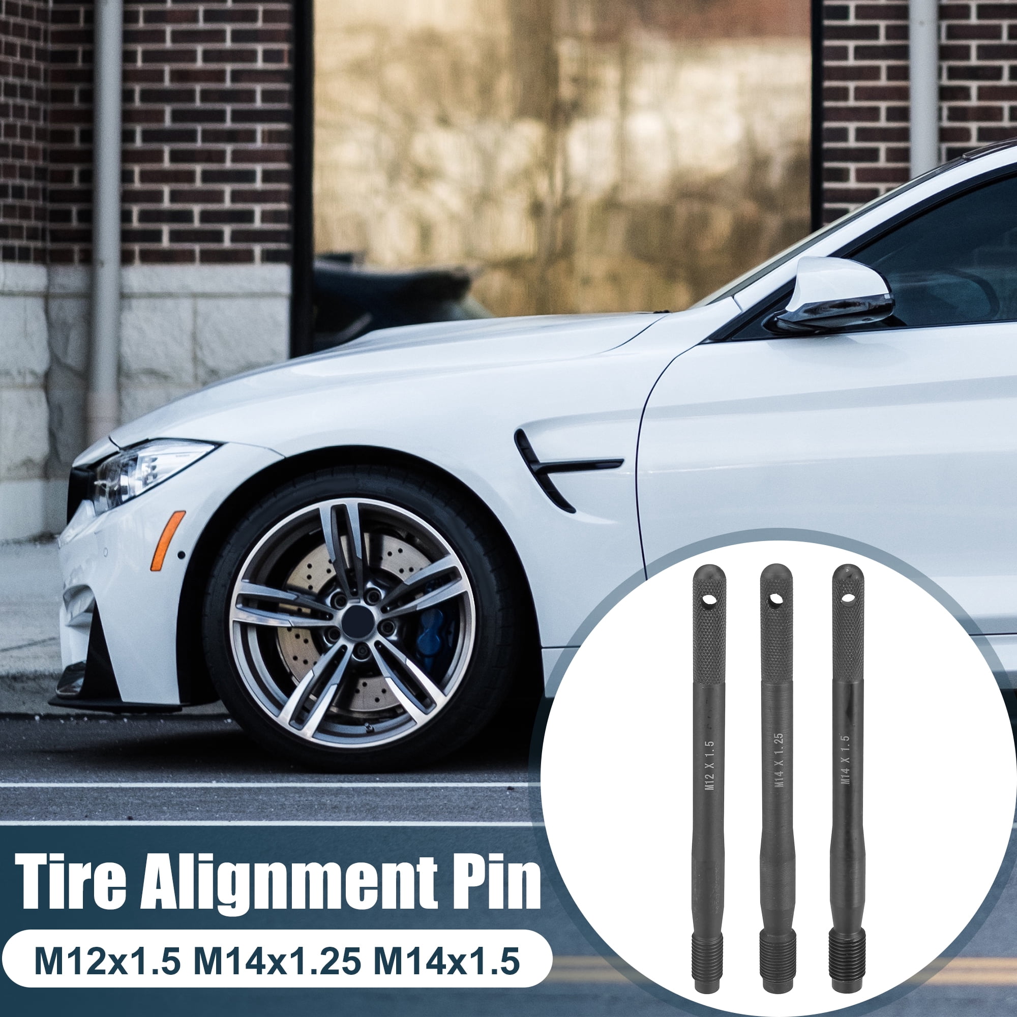 Unique Bargains 3pcs Black Carbon Steel Wheel Hangers Alignment Pin Tire Studs Tool