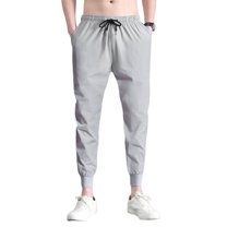 Jinda Men's Stretch Pants Slim Fit Trousers Drawstring Elastic Waist Spandex Lightweight Comfy Casual Pants Grey1 Large