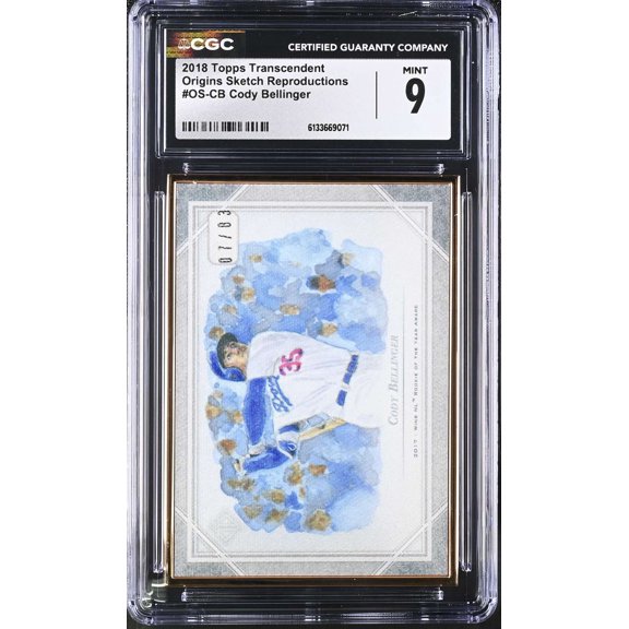 Graded 2018 Topps Transcendent Origins Sketch Reproductions Cody Bellinger #OS-CB 07/83 CGC 9 Baseball Card