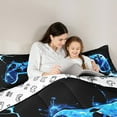 thumbnail image 5 of Manfei Gaming Queen Comforter Set,Teen Video Game Bedding Sets,Blue Black Gamepad Bedding Comforter Set For Boys Girls,Super Cozy Bedroom Decoration Reversible,3-Piece, 5 of 8