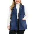 thumbnail image 5 of Agnes Orinda Women's Plus Size Denim Vests Sleeveless Lapel Jean Jackets with Pockets 4X Dark Blue, 5 of 7