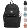 thumbnail image 2 of FUZHIQ Solid Color School Backpack with Multi Compartment Design, Durable Daily Bookbag for Ages 12-17, Padded Straps Back to School Daypack, Blue, 2 of 3