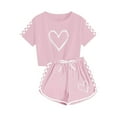 thumbnail image 7 of Cethrio Girls Summer Outfit Sets, Crewneck 2 Piece Casual T-shirts with Shorts Sets Pink Size 7-8T, 7 of 7