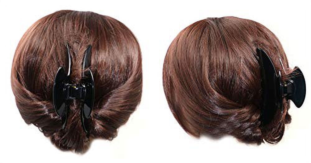 French Amie Extra Large Long Black Handmade Covered Spring Jaw Hair Claw