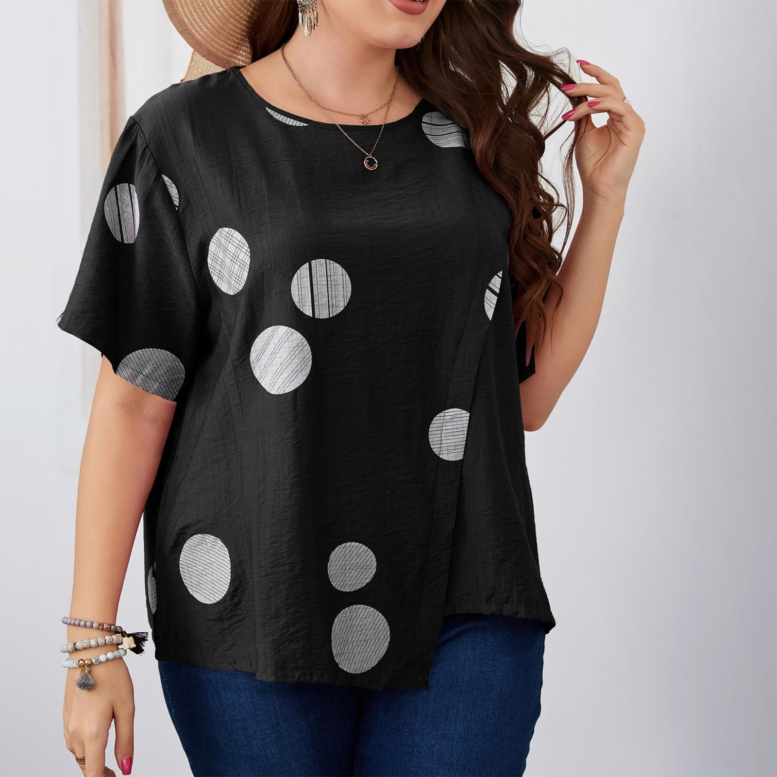 linen polka dot top