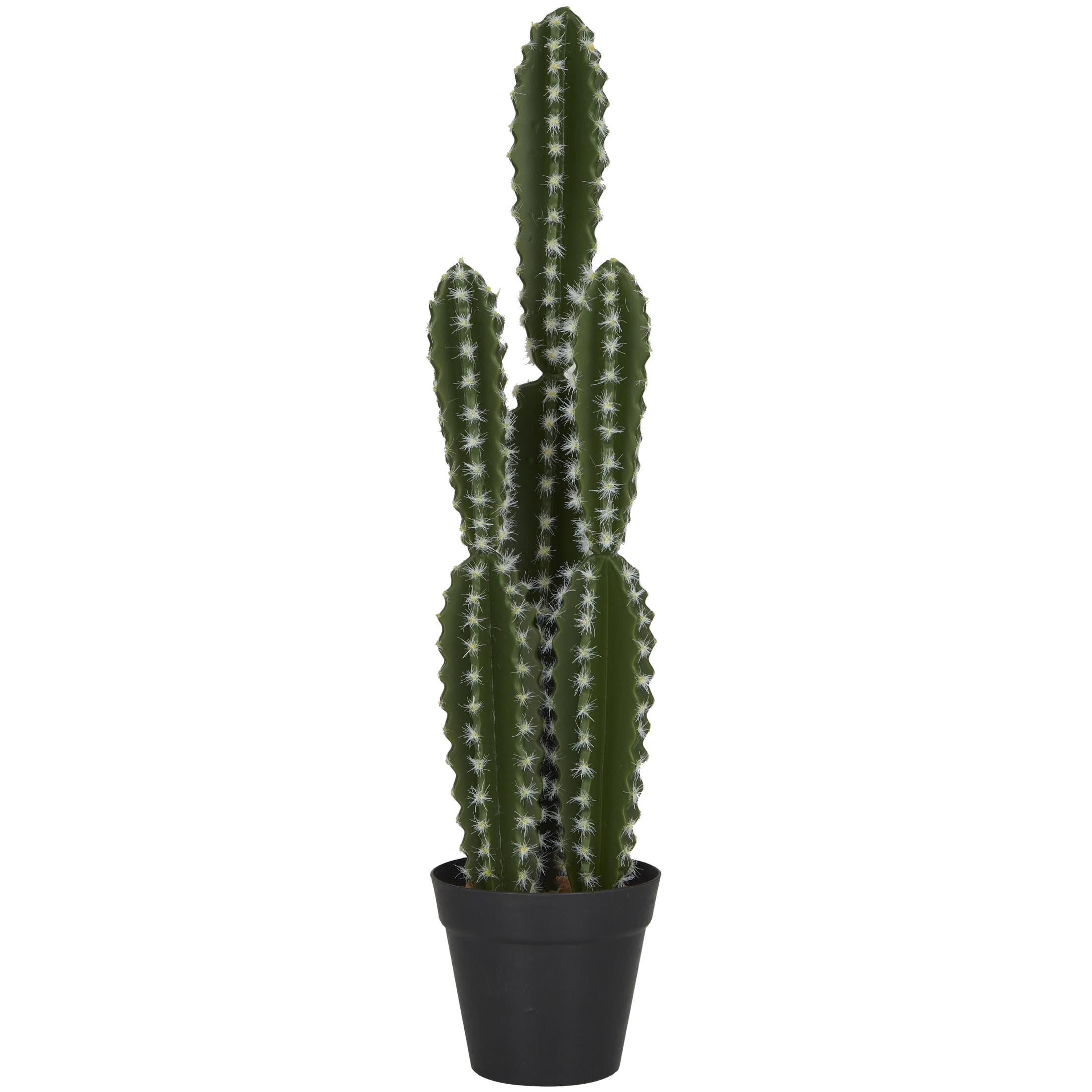 DecMode 23" Artificial Cactus Plant in Realistic Leaves and Black Round Pot