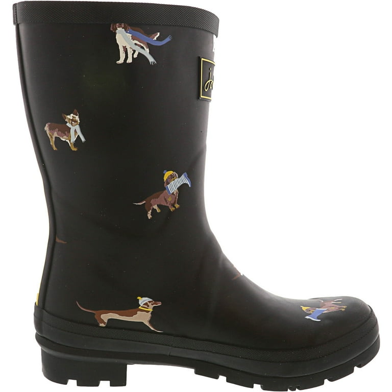Joules Women s Molly Welly Black Dogs Knee High Rubber Rain Boot