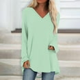 thumbnail image 2 of gakvbuo Tunics Tops For Women To Wear With Leggings Casual V Neck Sweatshirt Solid Color Long Fit Pullover Shirts Loose Long Sleeve Blouse Tshirt, 2 of 5