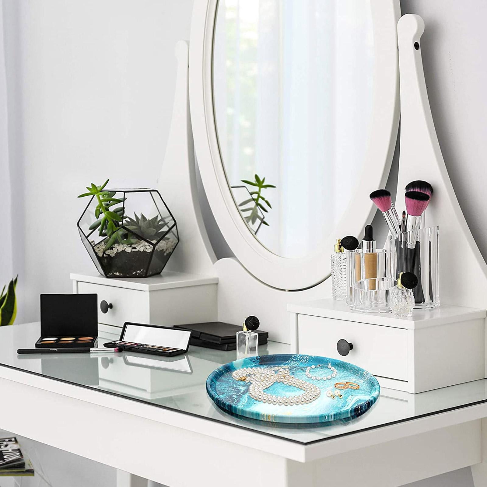 Osdhezcn Large Tray Resin Mold Round Serving Tray Silicone Mold with Edge Circle Platter Epoxy Casting for DIY Jewelry Dishes