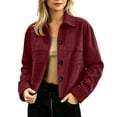 thumbnail image 3 of Tqcoqu Suede Jackets for Women,2026 Casual Button Down Cropped Jacket,Fall Long Sleeve Outerwear Coats Work Office Clothes, 3 of 7
