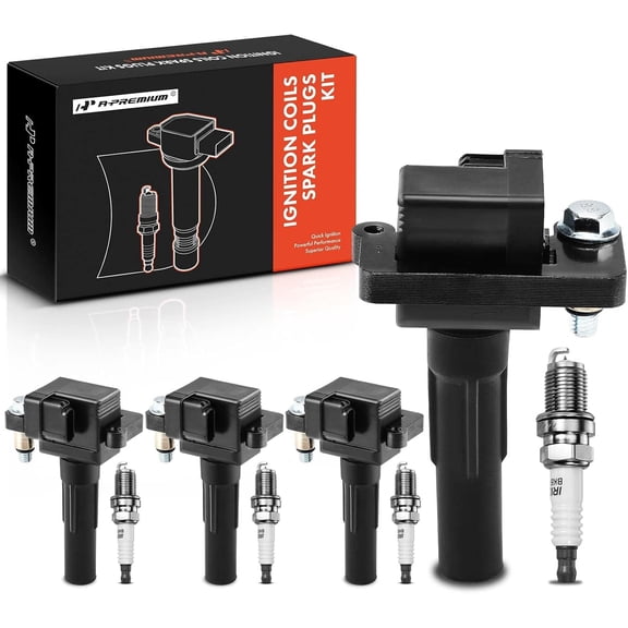 A-Premium Ignition Coils and Spark Plugs Kits Compatible with Subaru Impreza 2002-2003 H4 2.0L 4-PC Set