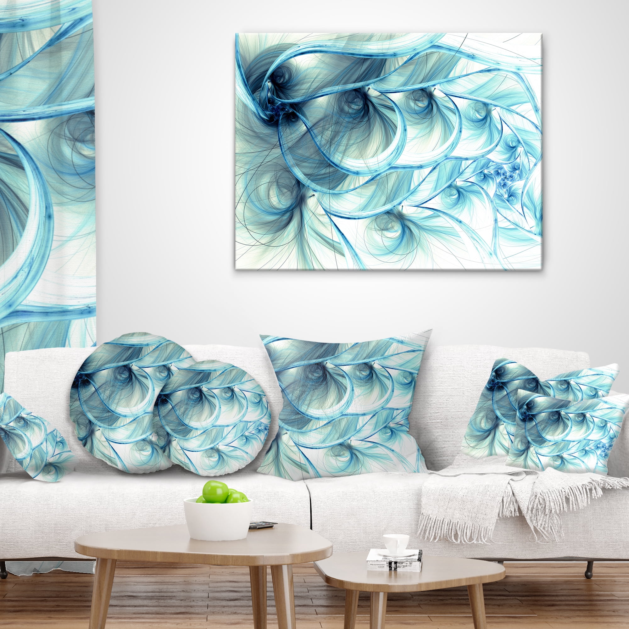 Designart 12" x 20" Blue Polyester Throw Pillow