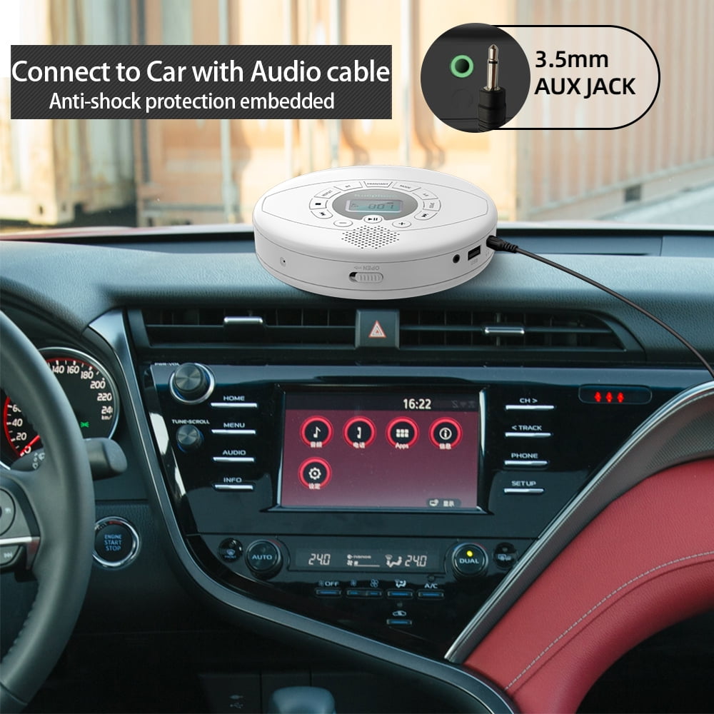 KUEPHOM CD Player Portable,Rechargeable Walkman CD Player with Speaker,Portable CD Player with Headphones,CD-R,MP3 USB Playable,Anti Skip CD Playing for Car,Suitable for Personal or Multi-Users,White