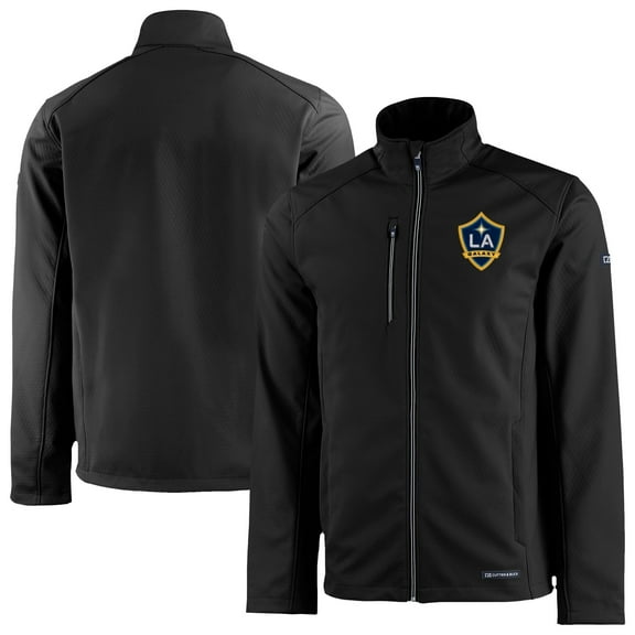 Men's Cutter & Buck  Black LA Galaxy Evoke Eco Softshell Recycled Full-Zip Jacket