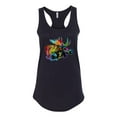 thumbnail image 2 of Wild Bobby, Colorful Rainbow Moose Head Wildlife Animal Lover Ladies Racerback Tank Top, Black, Small, 2 of 3