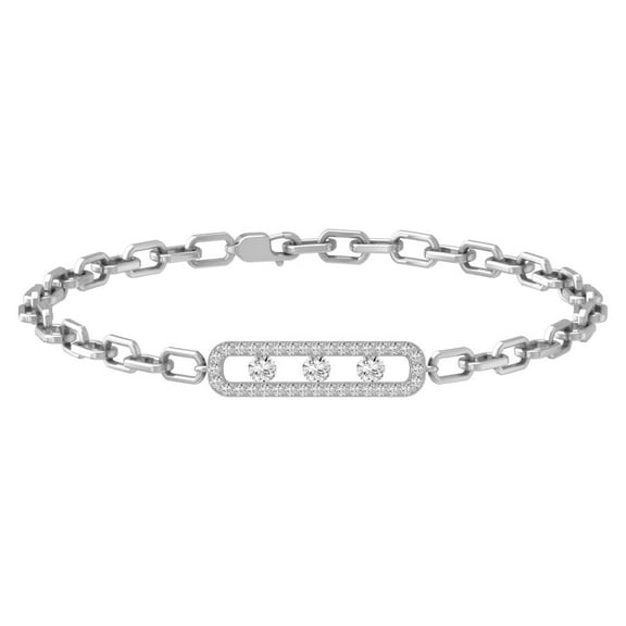 ARAIYA FINE JEWELRY 10K White Gold Round-shape Lab-Grown Diamond Link Bracelet (5/8 cttw, D-F Color, VS1 Clarity) 7 Inch