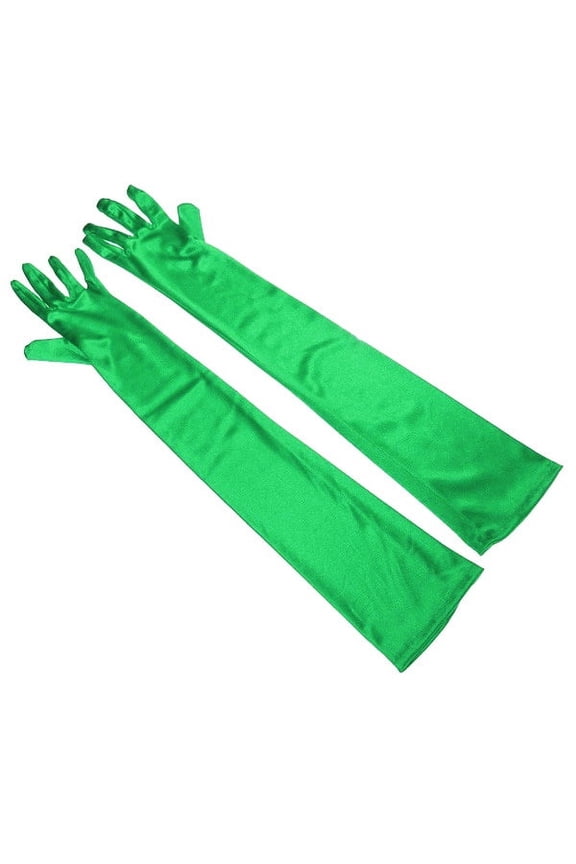 matte satin opera glove length 53cm (green)