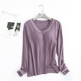 thumbnail image 2 of Cqxid525 Nightgowns for Women Women's Long Sleeve Sleep T Shirt Basic Layer Stretchy Shirts Neck Pajama Top Purple 1PC, 2 of 3