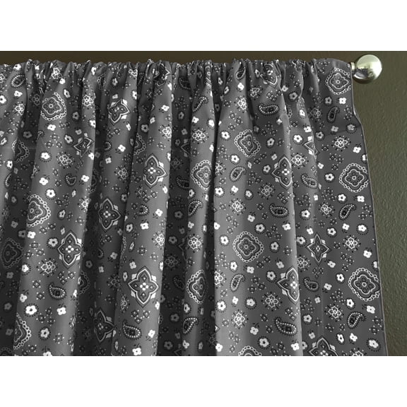 Cotton Curtain Floral Paisley Bandanna Print 58 Inch Wide Grey