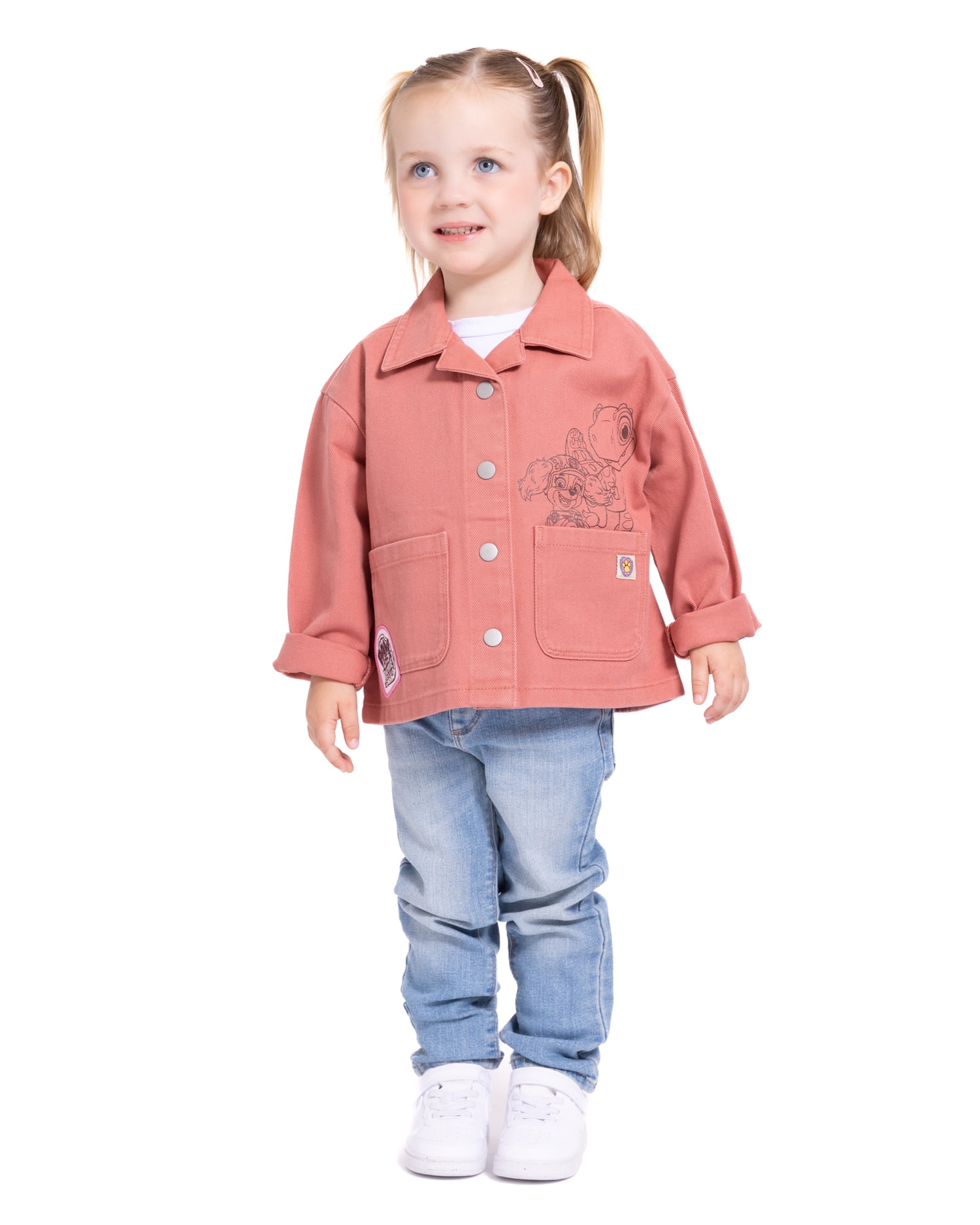 Paw Patrol Movie Toddler Girls' Front Back Graphic Shacket with Long Sleeves, Sizes 12M-5T