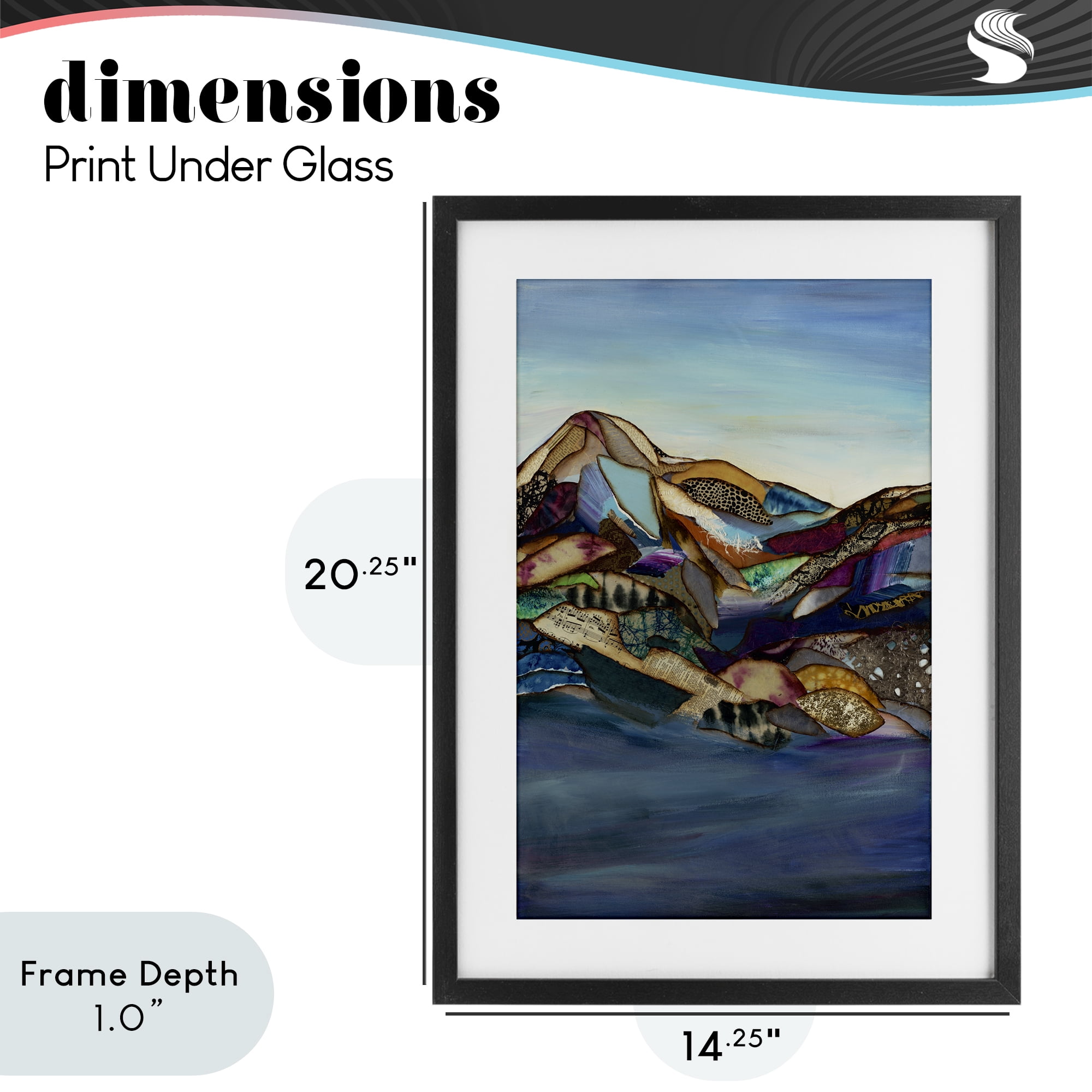 Stupell Industries Patchwork Collaged Mountains Black Framed Print Under Glass, design by Van Horne-Borcherding