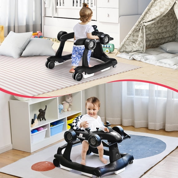 Costway Andador 4 en 1 para Niños Andador Actividad de Empuje Plegable con Altura y Velocidad Regulables Carillón con Luces Volante
