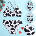 thumbnail image 4 of Vedolay Girls' Cute Crisscross Back Cow Floral Print Two Piece Swimsuit Set,Black 13-14 Years, 4 of 5