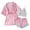 Pink, variant on Silky Robe Sets for Women Short Sleeve Kimono Robe Lace Crop Cami Tank Top and Lace Trim Pajama Shorts 3 Piece Pjs Set