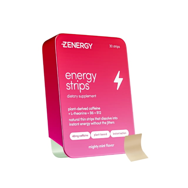 Energy Oral Strips ZENERGY sabor a menta, 40 mg de cafeína, 30 mg de L-teanina