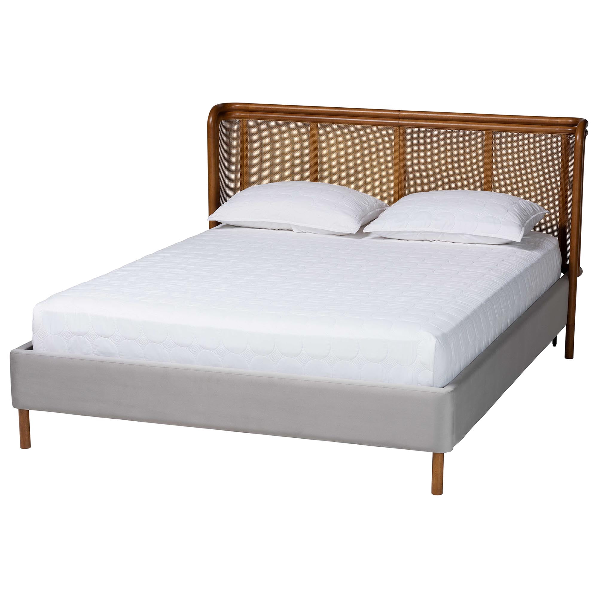 Baxton Studio Harrell Mid-Century Platform Bed, Queen, Walnut Brown