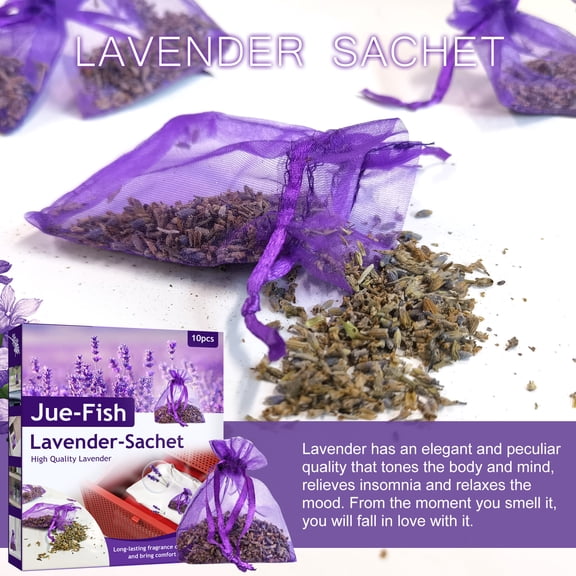 10Pcs Lavender Sachets, Natural Dried Lavender Flower Scented Bags, Long-Lasting Home Fragrance Deodorizer for Closet, Drawer, Car, Shoe Cabinet, Bathroom