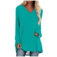 thumbnail image 2 of Dxzfnsa Oversized Blouses for Women Women's Solid Color T-shirt Casual Long Sleeves V-Neck Pullovers Loose Fall Basic Work Blouses 2025 Size S-3XL, 2 of 5