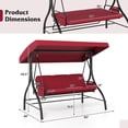 thumbnail image 3 of Gymax 3-Seat Patio Swing w/ Canopy & Removable Cushions & Side Pockets Stand Burgundy, 3 of 8