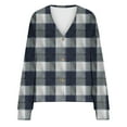 thumbnail image 5 of Amidoa Long Sleeve Sweaters for Women Button up Cardigan Blue Fleece Plaid Plus Size Cozy Cardigans Women's Cardigans L, 5 of 5