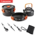 thumbnail image 4 of 7 unids / set Camping Kit de utensilios de cocina al aire libre cocinar agua hervidor de agua sin paletas anti-escalado portátil mochilero vajilla naranja Inevent OD003501-01B, 4 of 6
