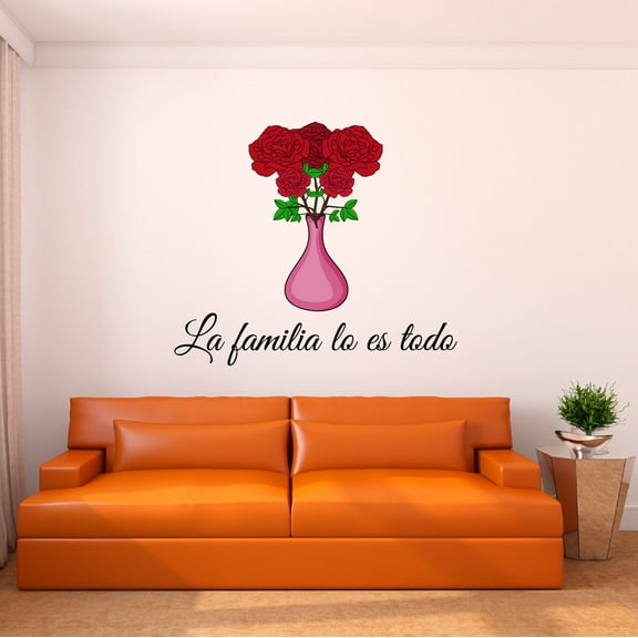 Spanish Wall Decals for Family Living Room - La familia lo es todo Family Quote to Express Your Love Home Wall Sticker - Size: 10 In x 9 In