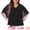 Black, variant on Women's Plus V Neck Flowy Double Layered Chiffon Blouse 2X Black