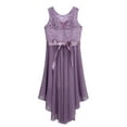 thumbnail image 4 of TSSOE Kids Girls Chiffon Sleeveless Wedding Bridesmaid Dress Floral Lace High Low Hem Flower Girl Light Purple 8, 4 of 7