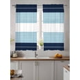 thumbnail image 4 of Sheer Curtains 63 Inch Length 2 Panels Set for Bedroom, Navy Blue Aqua Stripe Semi Sheer Curtains for Windows, Modern Art Horizontal Striped Voile Window Treatments Rod Pocket Curtain, 4 of 7