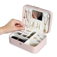 thumbnail image 4 of Jewelry Storage Box for Women, Jewelry Storage Organizer, Njjex Portable Travel Synthetic Leather Jewelry Box Storage Case with Mirror, for Necklace Earring Rings Sparkle Jewelry Holder Case -Pink, 4 of 11