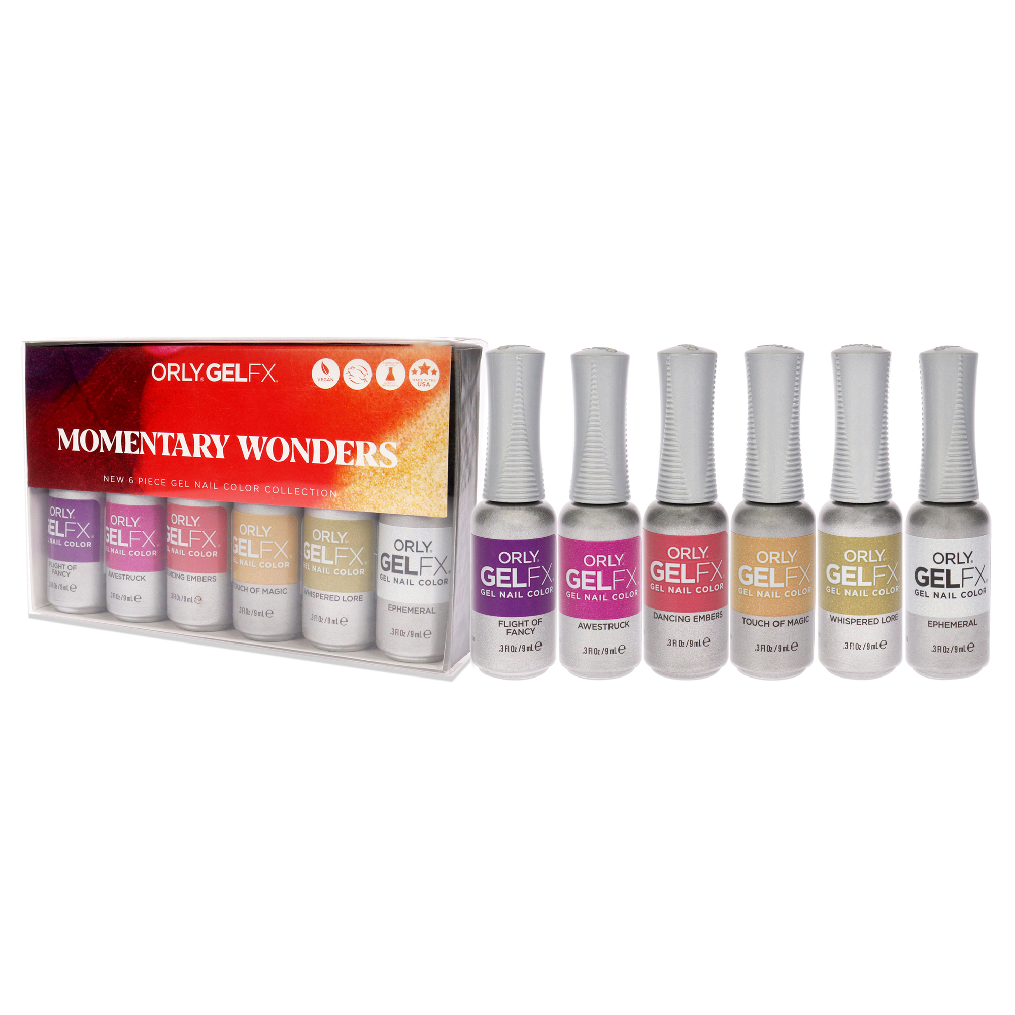 Orly Momentary Wonders Gel Fx Nail Color 6 x 0.3 oz Nail Polish - Dancing Embers, Awestruck, Ephemeral, Flight of Fancy, Touch of Magic, Whispered Lore
