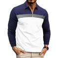 thumbnail image 2 of Betivan Men's Casual Top Fashion Color-Blocked Long Sleeve Half-Zipper Lapel Henley Shirt, Stylish Loose-Fit Blouse for Office Casual Trip Home, 2 of 9