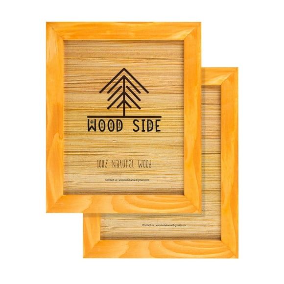 Cadres Photo Rustiques en Bois 8X10 - Jaune - Ensemble de 2 - Bois Massif Éco Naturel 100 % et Vrai Verre Haute Définition pour Cadre Photo Mural et de Table