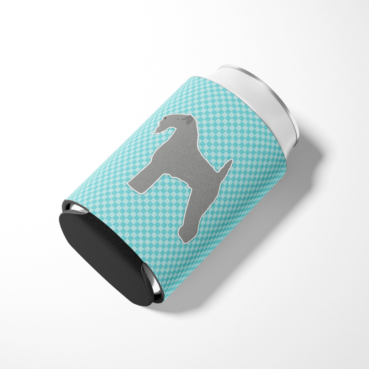 Caroline's Treasures BB3692CC Kerry Blue Terrier  Checkerboard Blue Can or Bottle Hugger, Can Hugger, multicolor