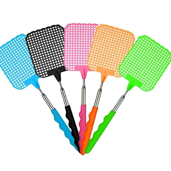 5 Pcs Extendable Fly Swatter Heavy Duty, Manual Swat Pest Control with Stainless Steel Adjustable Handle, Lightweight Durable Telescopic Fly Swatters