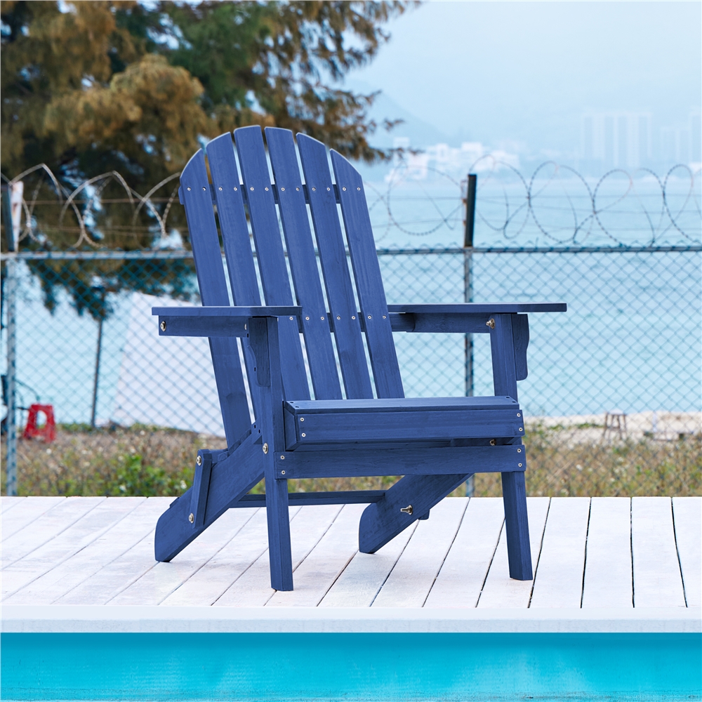 Topeakmart Solid Wood Folding Adirondack Chair for Patio, Blue - image 3 of 8