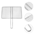 thumbnail image 2 of Miangastore Outdoor BBQ Grilling Rack Campfire Cooking Tool Heavy Duty Stainless Steel Fish Grilling Rack with Handle for Meat Vegetables and Shrimp (Mesh Grids Style), 2 of 8