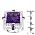 thumbnail image 3 of Women 14K Large Natural 1.2 Ctw Diamond 12.9 Ctw Amethyst Cocktail Ring (White Gold Size 8), 3 of 3