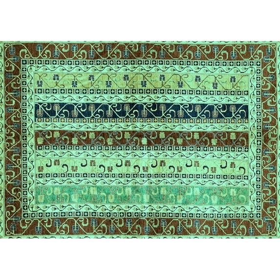 Ahgly Company Indoor Rectangle Abstract Turquoise Blue Modern Area Rugs, 2' x 4'