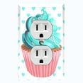 thumbnail image 1 of Metal Light Switch Plate Cover Teal Pink Cupcake Heart Wallpaper CAK031, 1 of 13